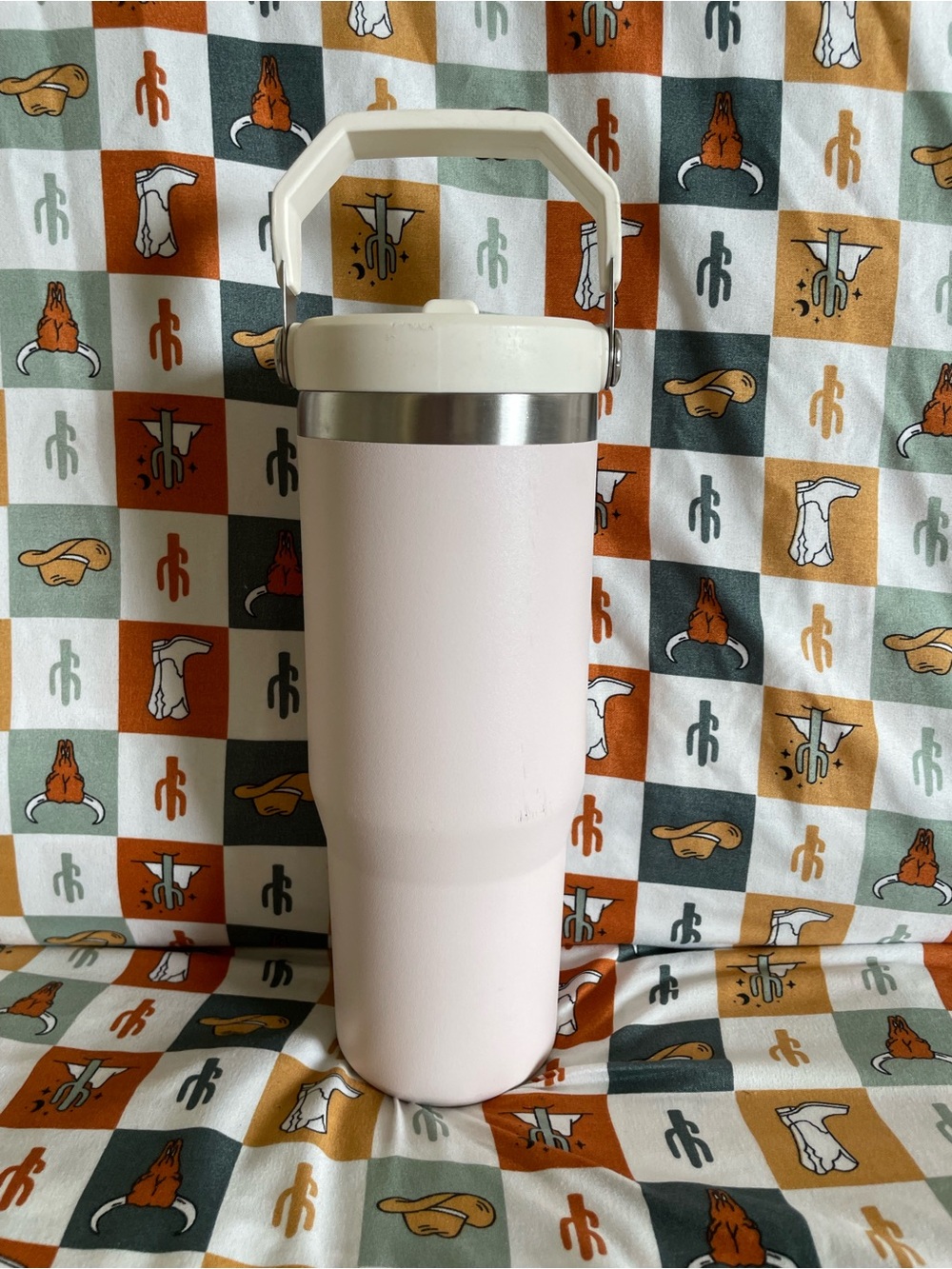 Stanley Pink and White 30 oz Travel Bottle with Flip Straw and Handle - Picture 6 of 12